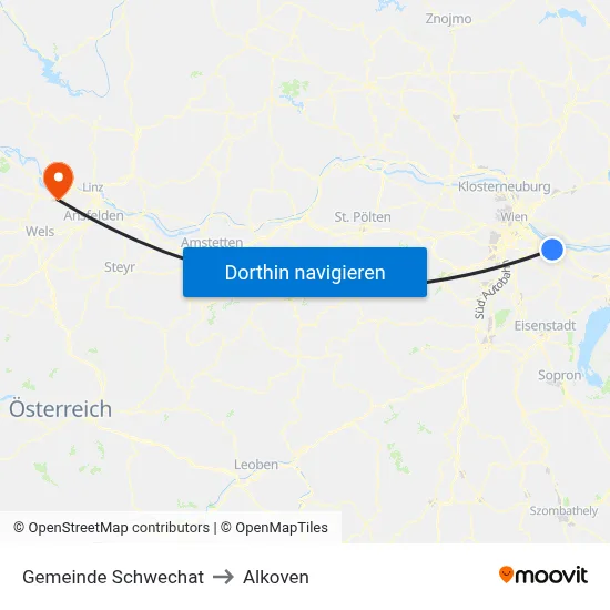 Gemeinde Schwechat to Alkoven map