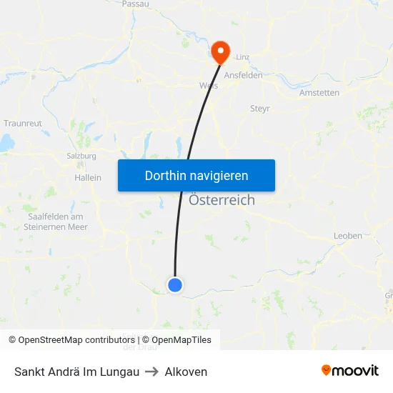 Sankt Andrä Im Lungau to Alkoven map