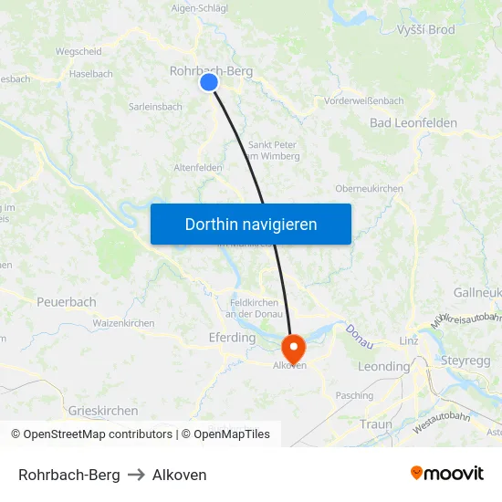 Rohrbach-Berg to Alkoven map