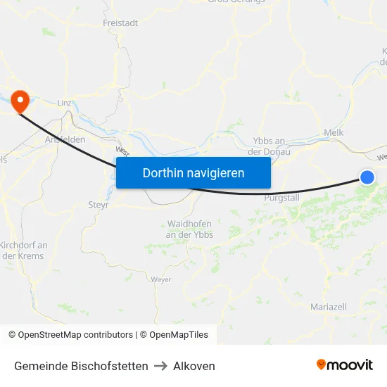 Gemeinde Bischofstetten to Alkoven map
