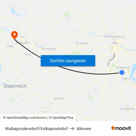 Wulkaprodersdorf/Vulkaprodrštof to Alkoven map