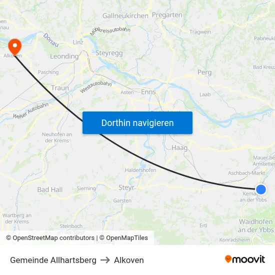 Gemeinde Allhartsberg to Alkoven map