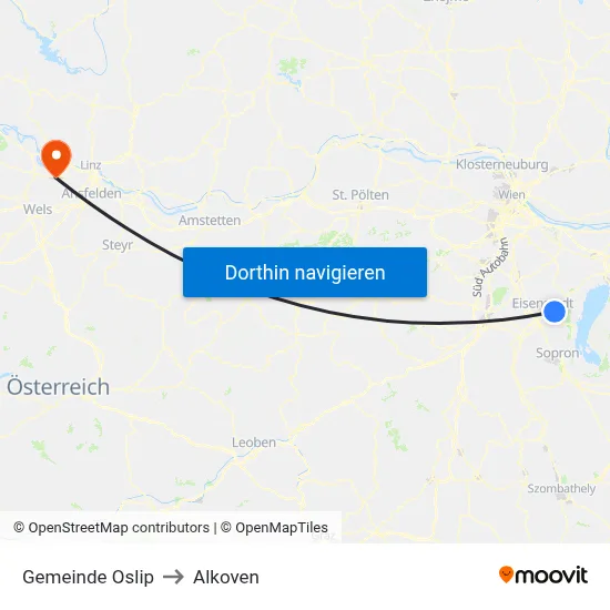 Gemeinde Oslip to Alkoven map