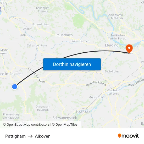 Pattigham to Alkoven map