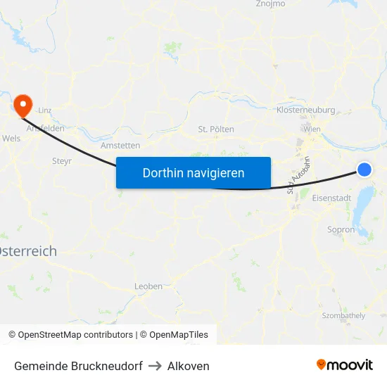 Gemeinde Bruckneudorf to Alkoven map