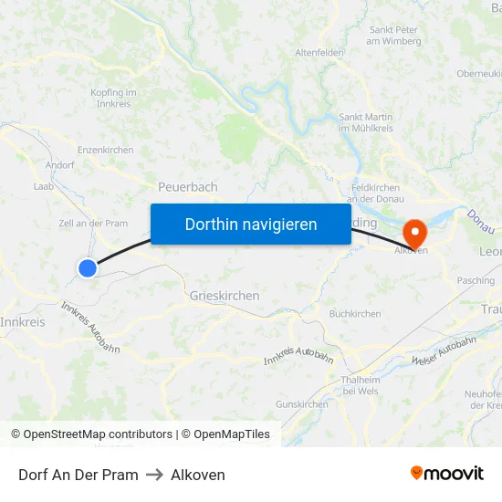Dorf An Der Pram to Alkoven map