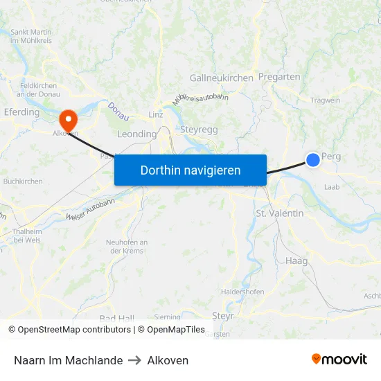 Naarn Im Machlande to Alkoven map