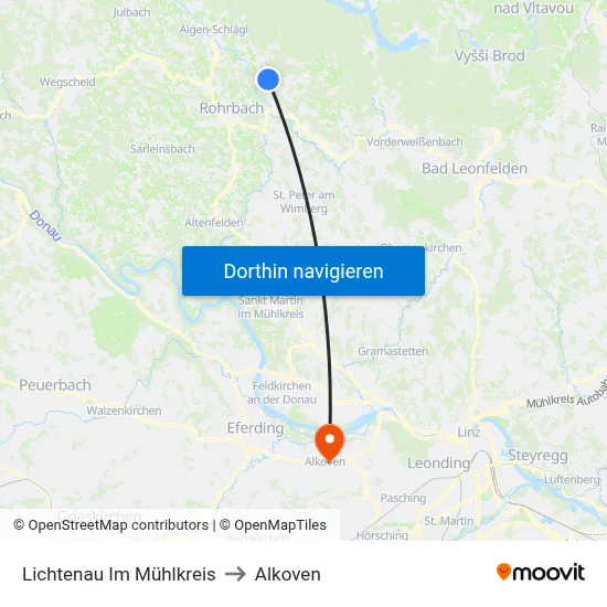 Lichtenau Im Mühlkreis to Alkoven map