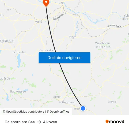 Gaishorn am See to Alkoven map