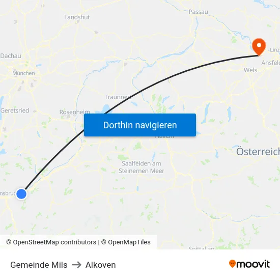 Gemeinde Mils to Alkoven map