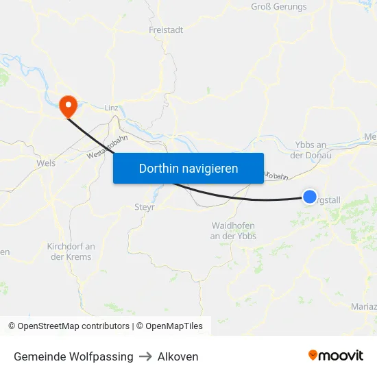 Gemeinde Wolfpassing to Alkoven map