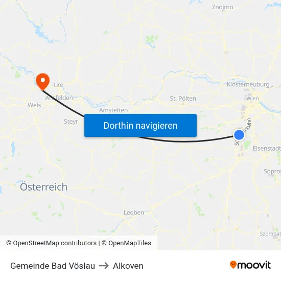 Gemeinde Bad Vöslau to Alkoven map