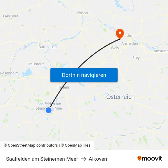 Saalfelden am Steinernen Meer to Alkoven map