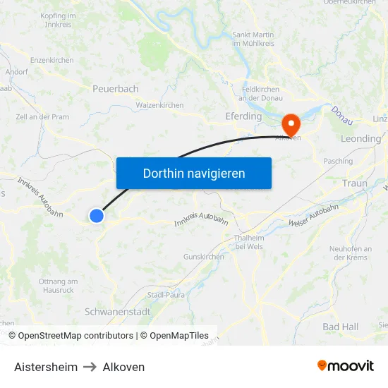 Aistersheim to Alkoven map