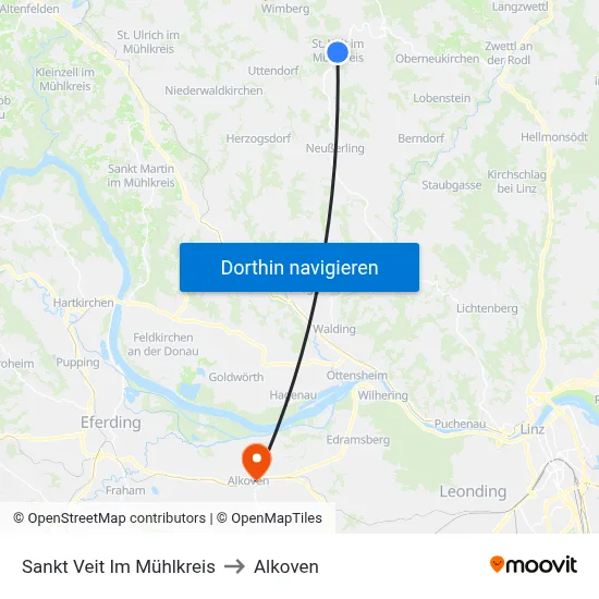 Sankt Veit Im Mühlkreis to Alkoven map