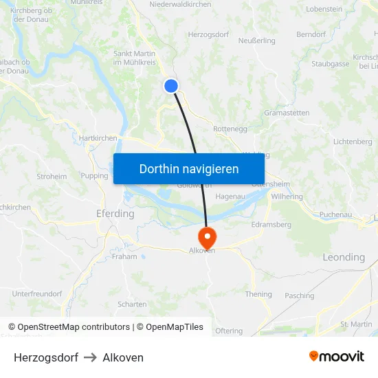 Herzogsdorf to Alkoven map