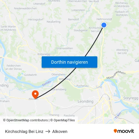 Kirchschlag Bei Linz to Alkoven map