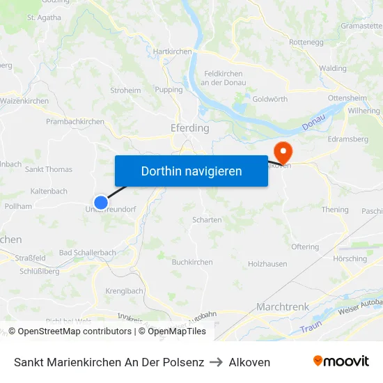 Sankt Marienkirchen An Der Polsenz to Alkoven map