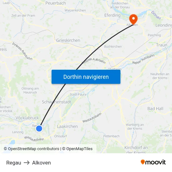 Regau to Alkoven map