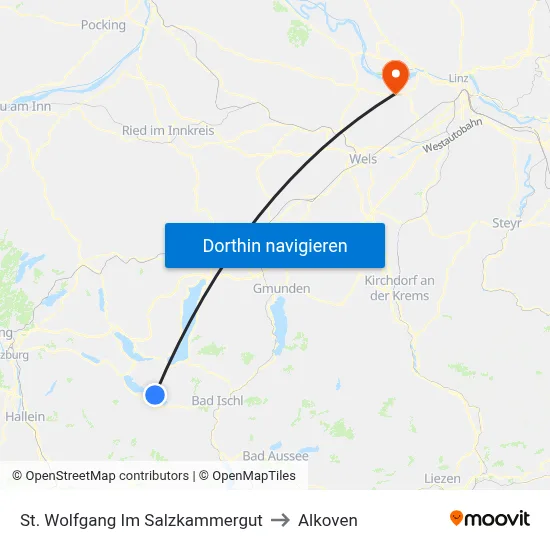St. Wolfgang Im Salzkammergut to Alkoven map