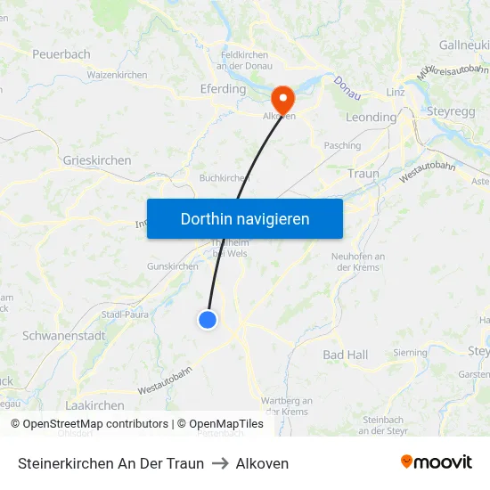 Steinerkirchen An Der Traun to Alkoven map