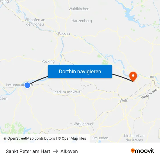 Sankt Peter am Hart to Alkoven map