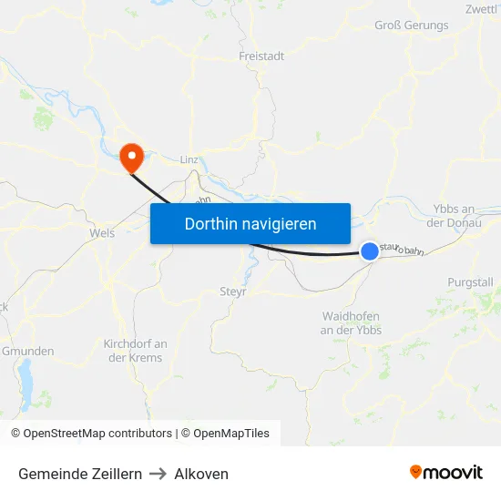 Gemeinde Zeillern to Alkoven map