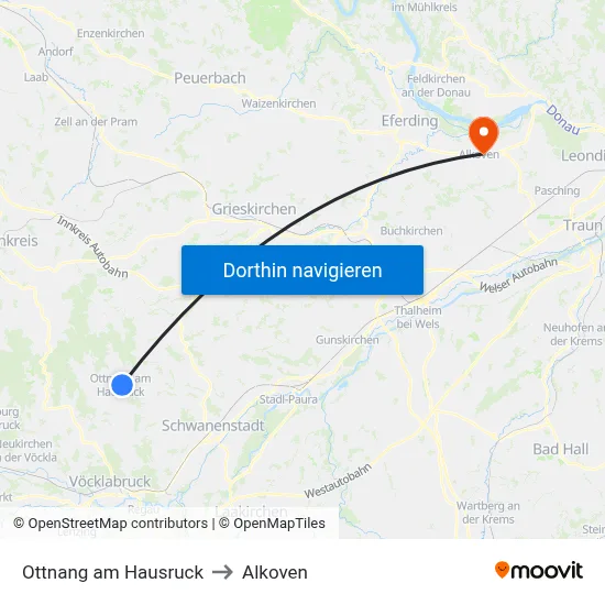 Ottnang am Hausruck to Alkoven map