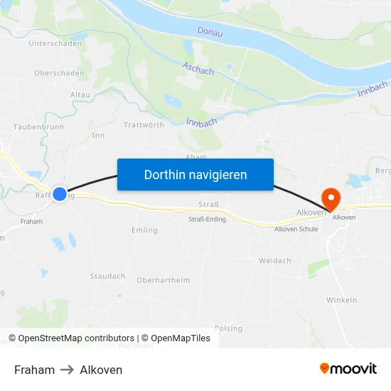 Fraham to Alkoven map