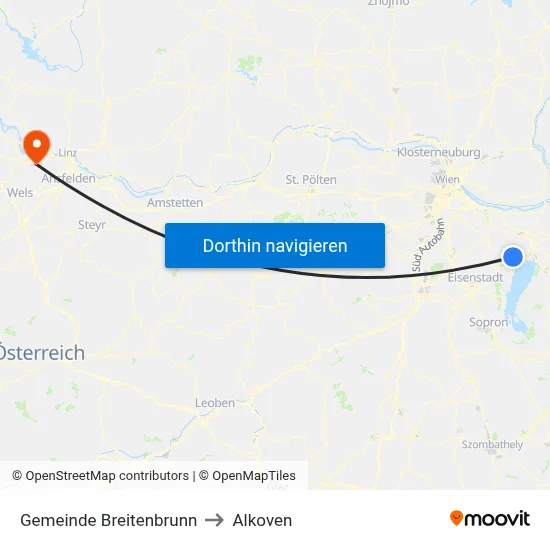 Gemeinde Breitenbrunn to Alkoven map