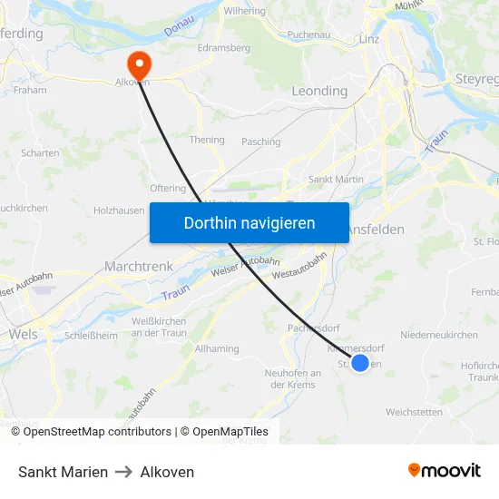 Sankt Marien to Alkoven map