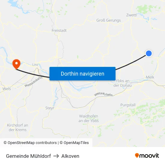 Gemeinde Mühldorf to Alkoven map