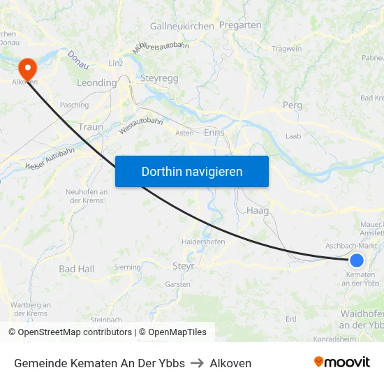 Gemeinde Kematen An Der Ybbs to Alkoven map