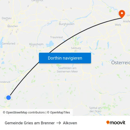 Gemeinde Gries am Brenner to Alkoven map