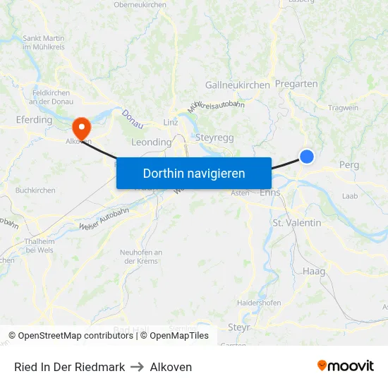 Ried In Der Riedmark to Alkoven map