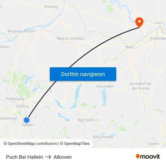 Puch Bei Hallein to Alkoven map