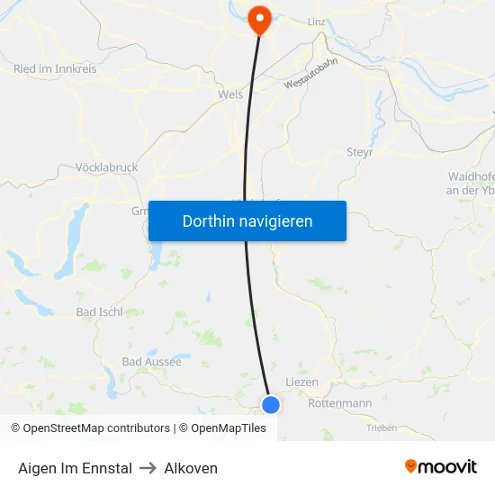 Aigen Im Ennstal to Alkoven map