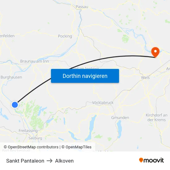 Sankt Pantaleon to Alkoven map