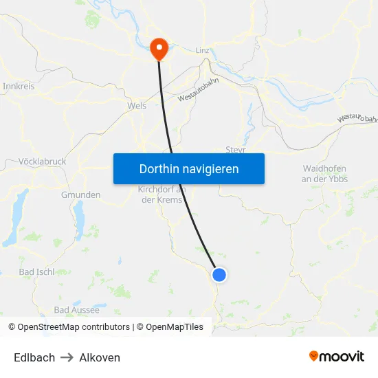 Edlbach to Alkoven map