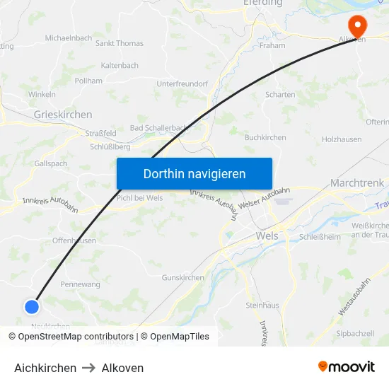 Aichkirchen to Alkoven map