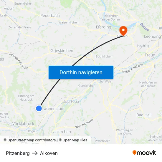 Pitzenberg to Alkoven map