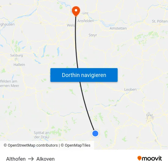 Althofen to Alkoven map