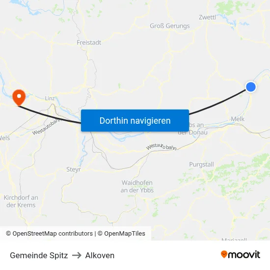 Gemeinde Spitz to Alkoven map
