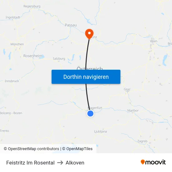 Feistritz Im Rosental to Alkoven map