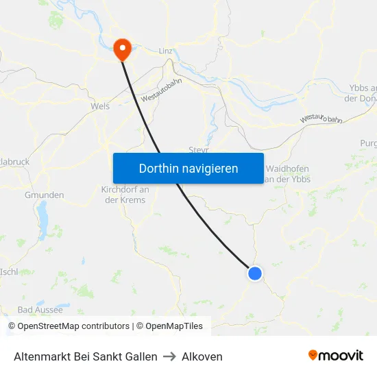 Altenmarkt Bei Sankt Gallen to Alkoven map