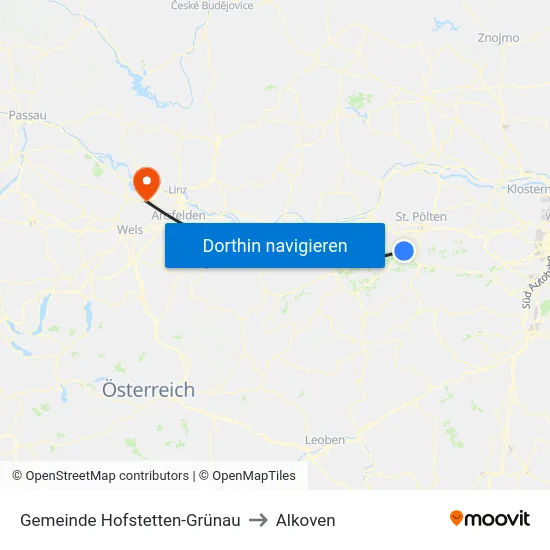 Gemeinde Hofstetten-Grünau to Alkoven map