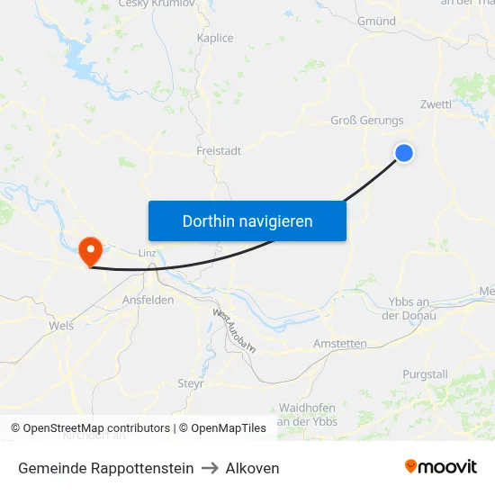 Gemeinde Rappottenstein to Alkoven map
