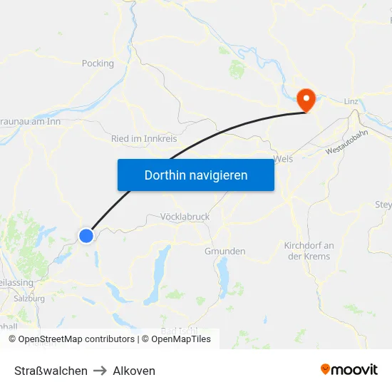 Straßwalchen to Alkoven map