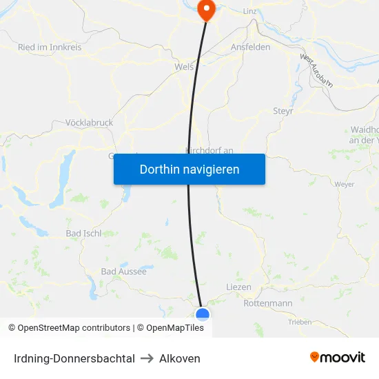 Irdning-Donnersbachtal to Alkoven map
