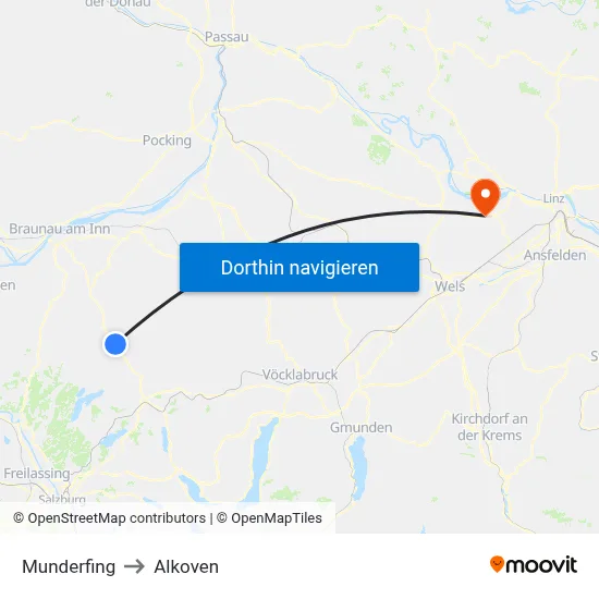 Munderfing to Alkoven map